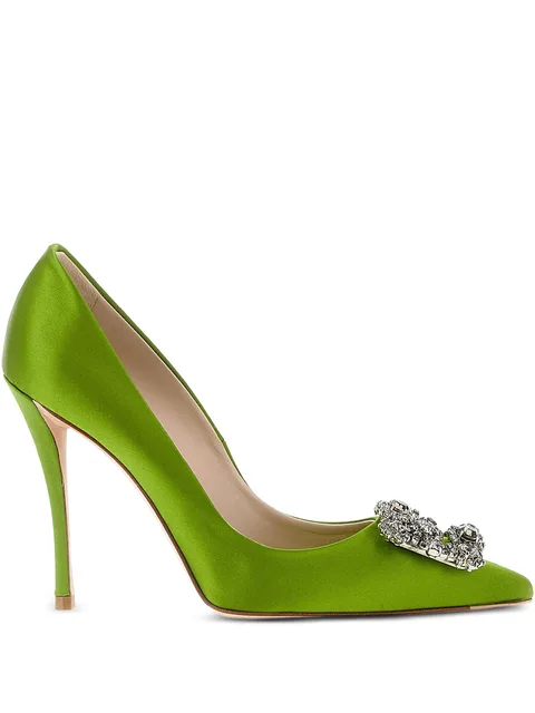 100mm flower-strass heeled pumps