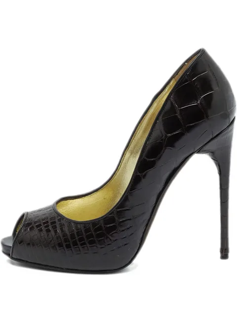 120mm crocodile-leather peep-toe pumps