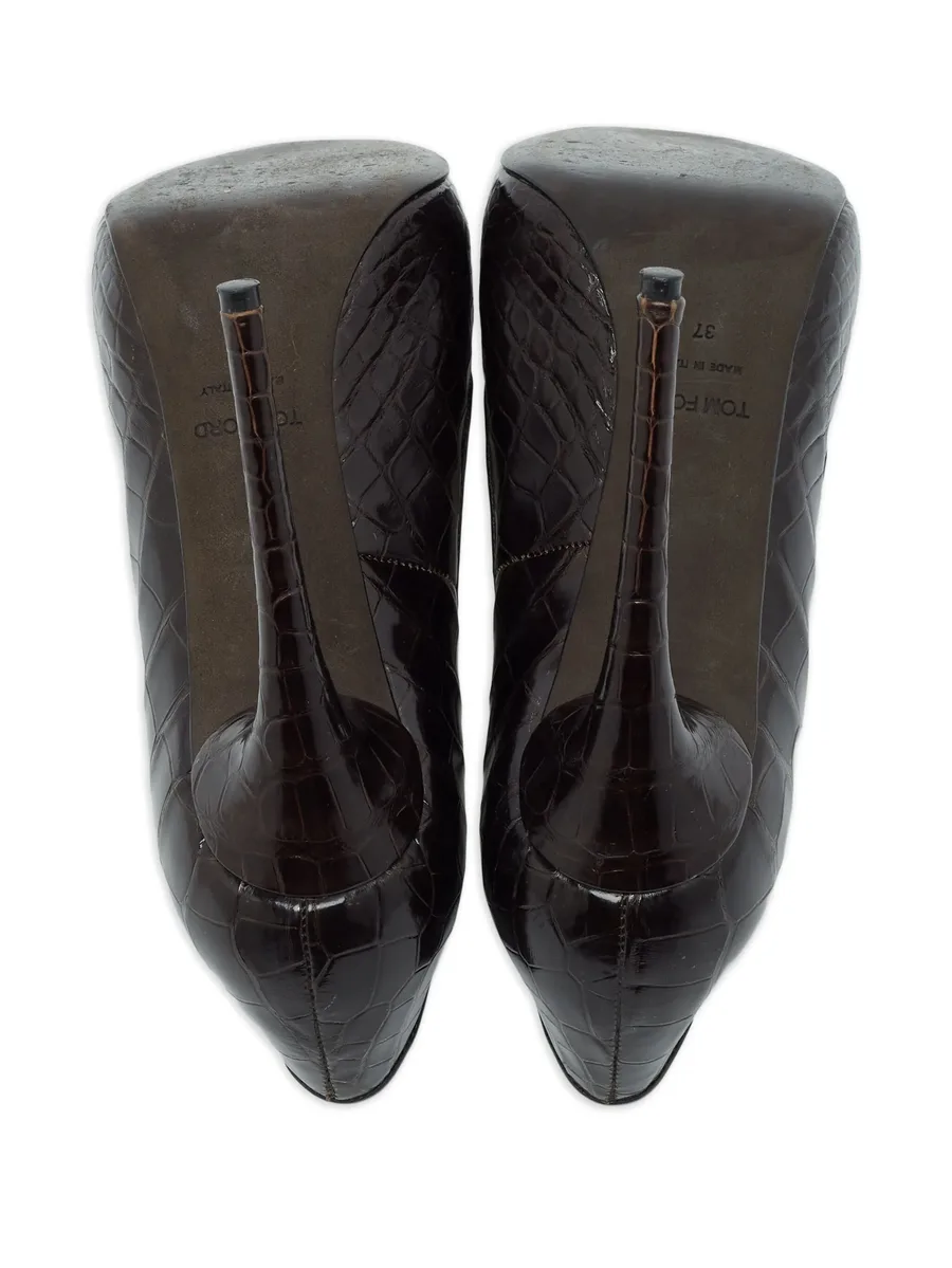 120mm crocodile-leather peep-toe pumps 6