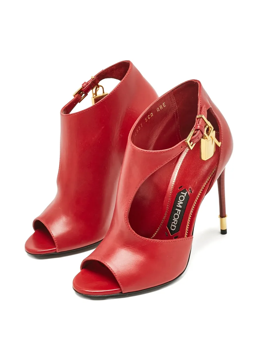 pre-owned 110mm padlock-detail boots 6