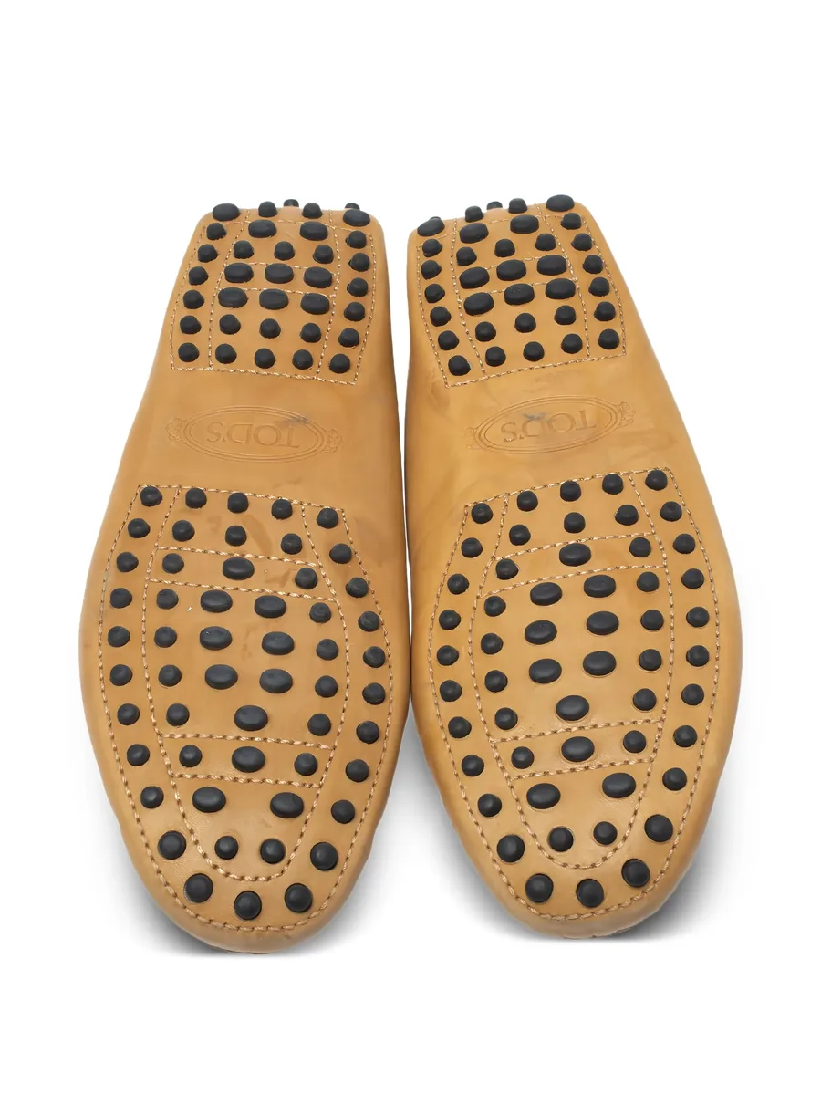pre-owned perforated leather loafers 8