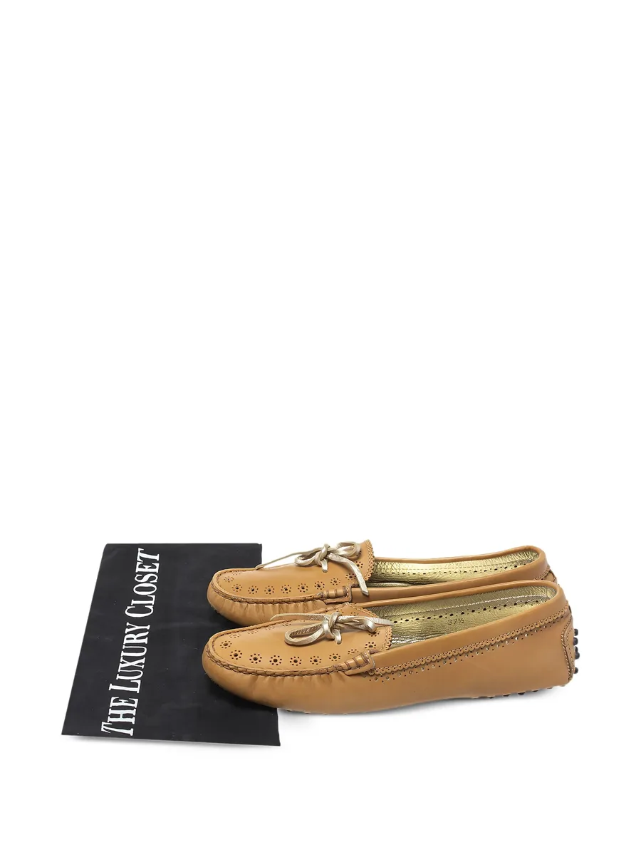 pre-owned perforated leather loafers 12