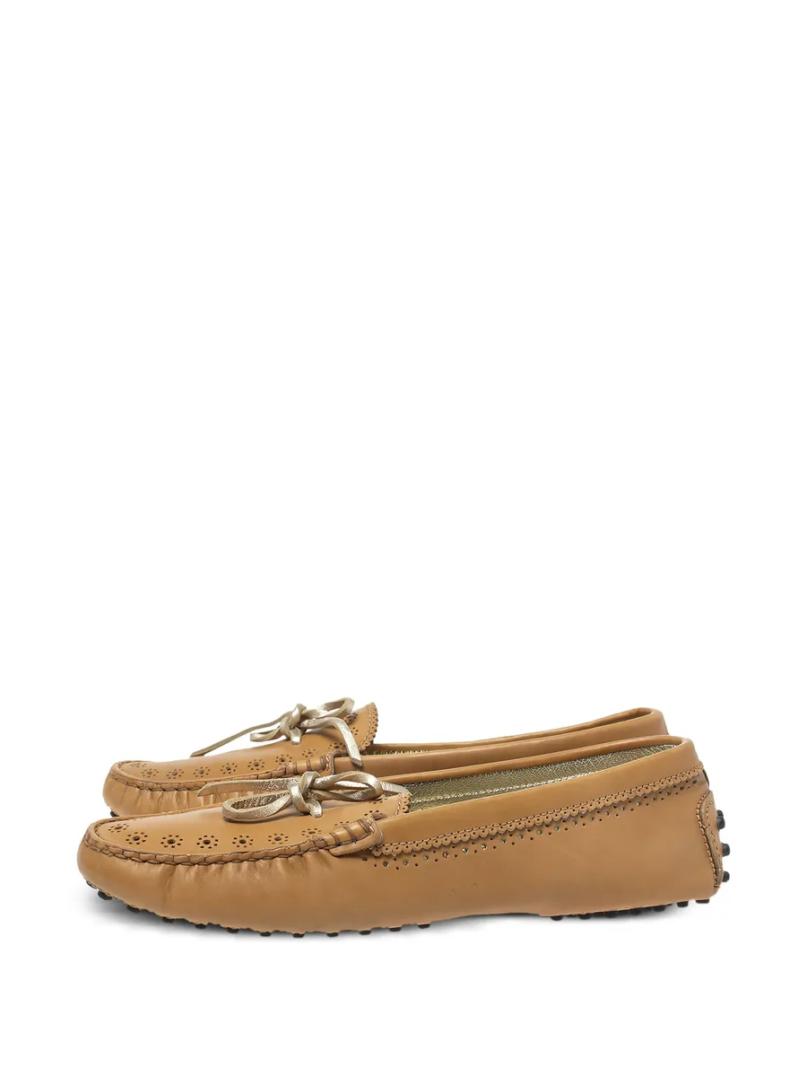 pre-owned perforated leather loafers 13