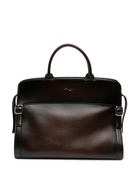 burnished leather tote bag