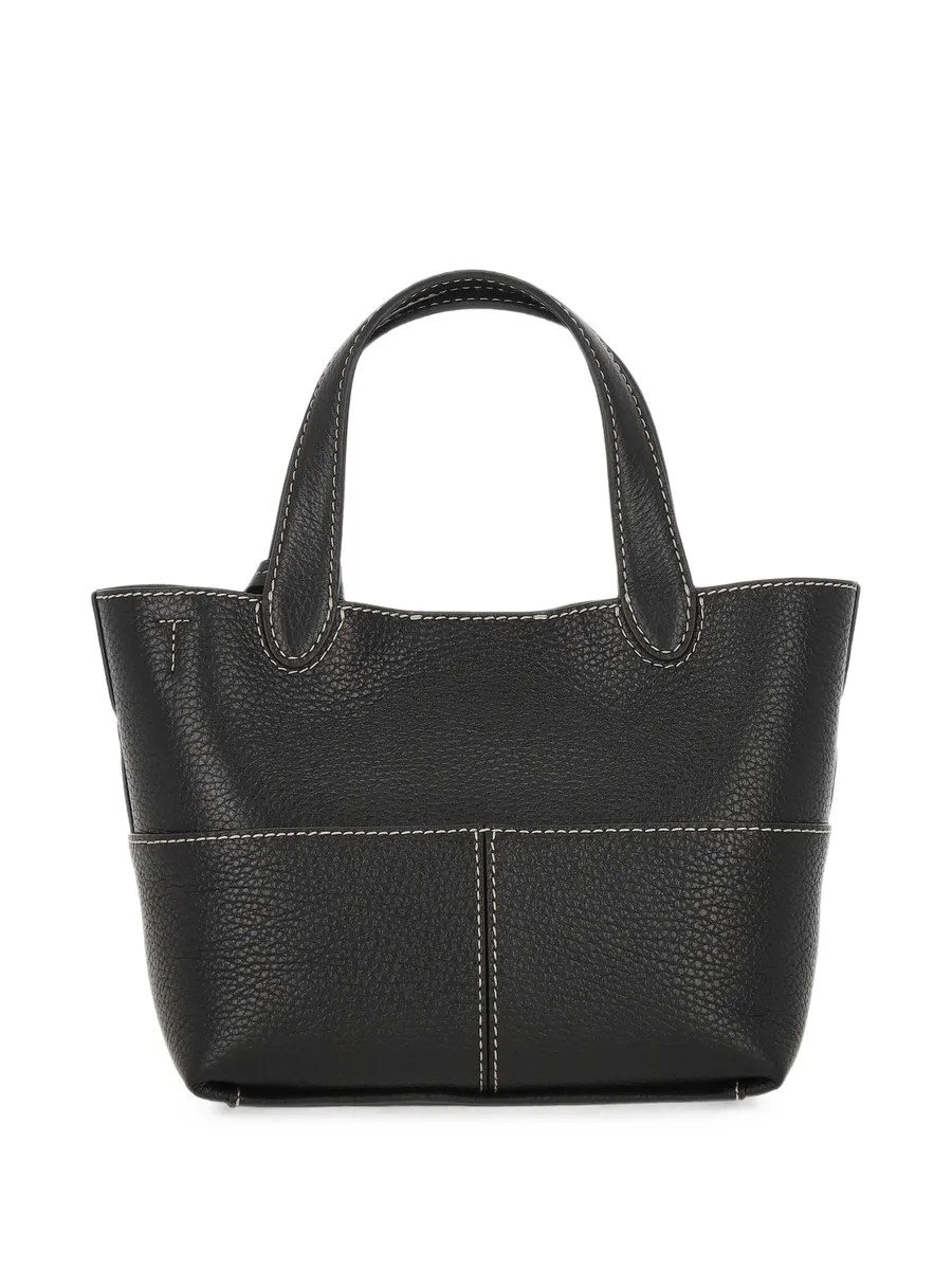 contrast-stitch pebbled leather tote bag 2