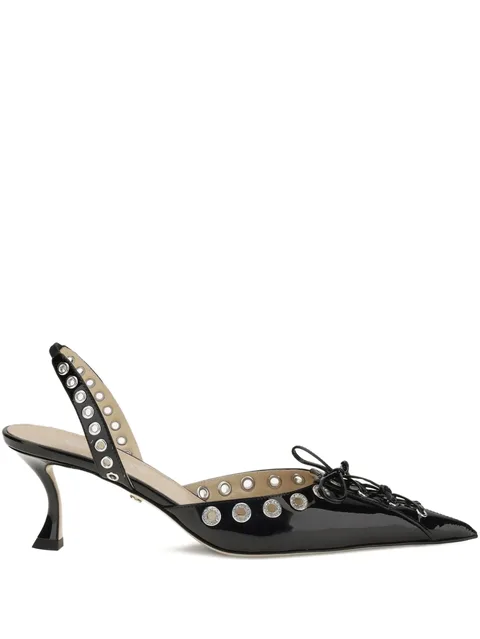 crystallised corset slingback pumps