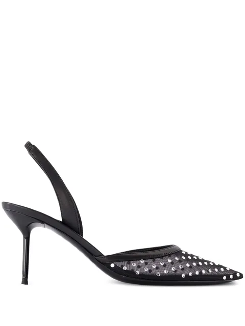 crystal-embellished slingback pumps