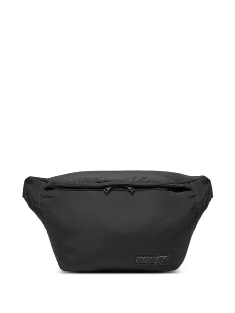 crinkle-finish logo-patch belt bag