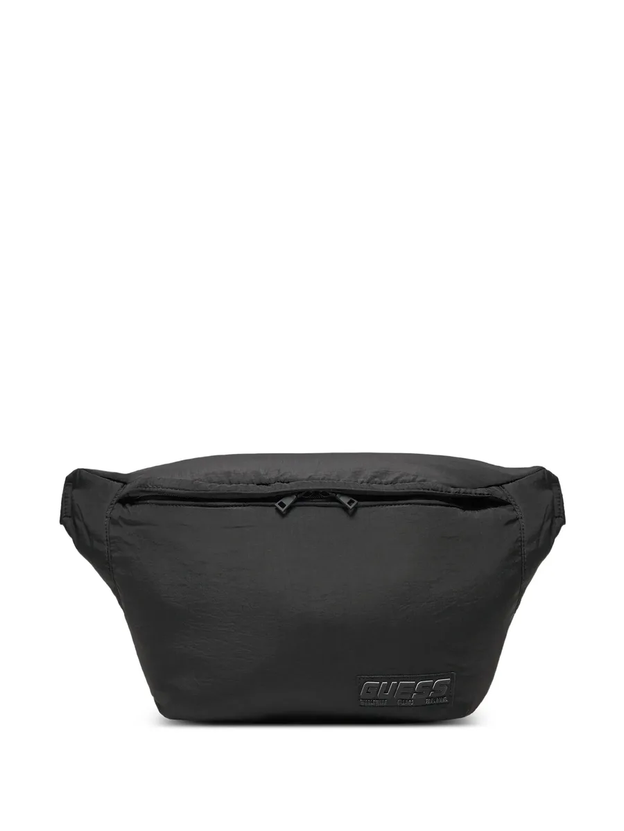 crinkle-finish logo-patch belt bag 1