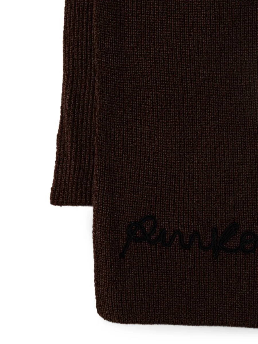 logo-embroidered knitted scarf 2