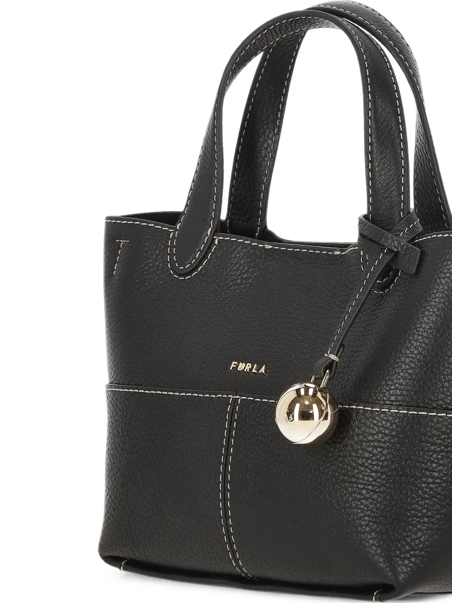 contrast-stitch pebbled leather tote bag 4