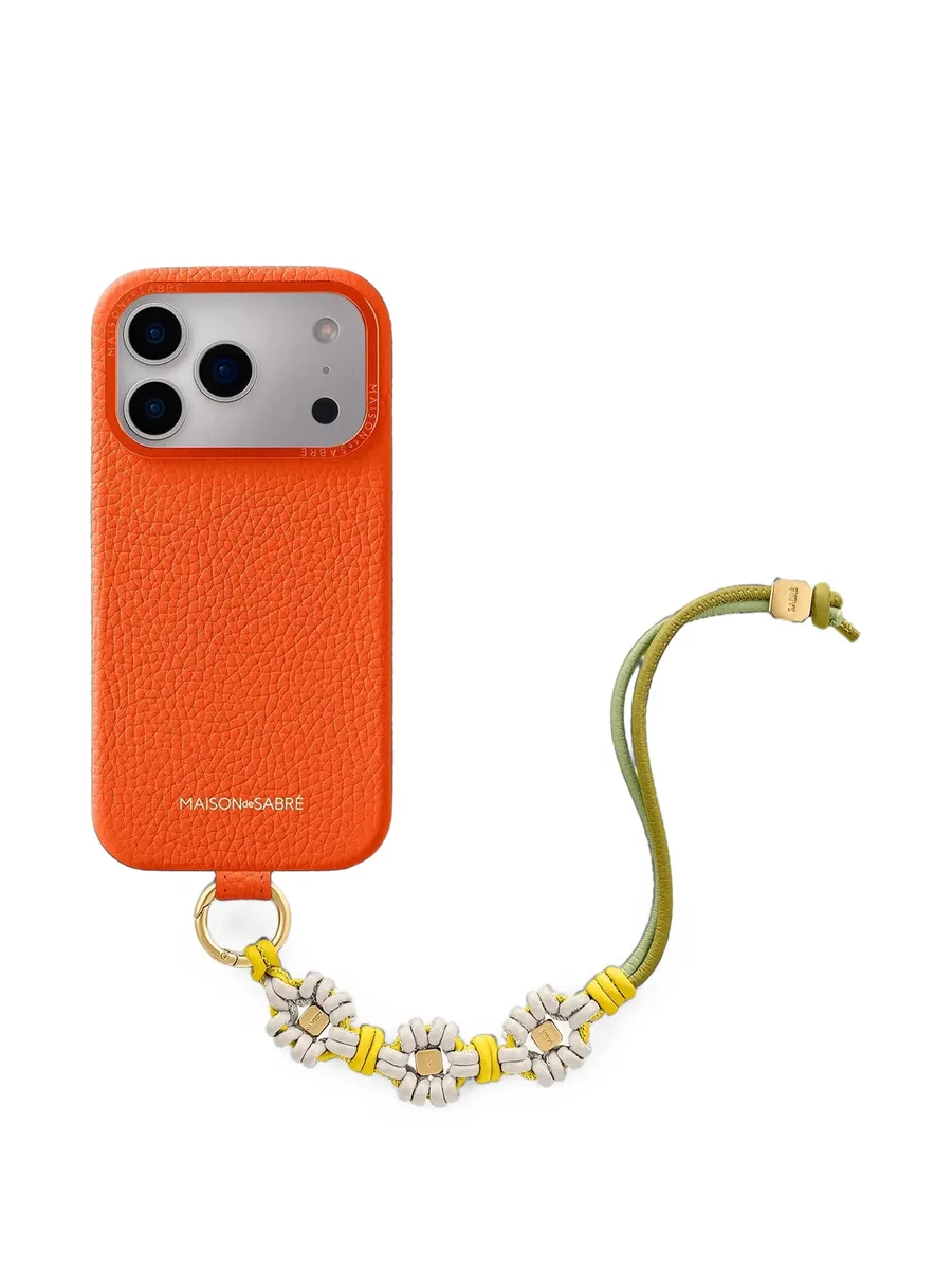 Wristlet floral-knot leather charm 4