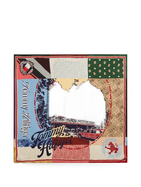 patchwork graphic-print scarf