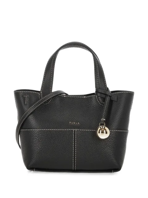 contrast-stitch pebbled leather tote bag