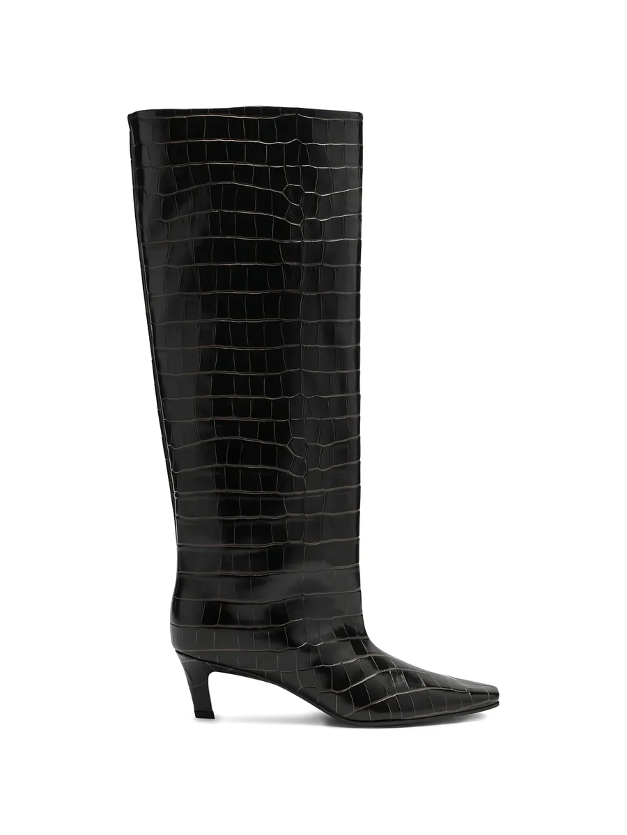 croc-embossed knee-high boots 2