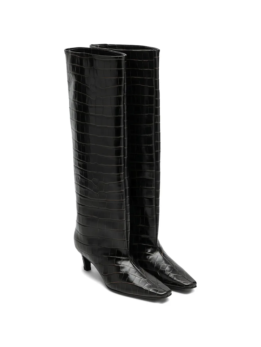 croc-embossed knee-high boots 3