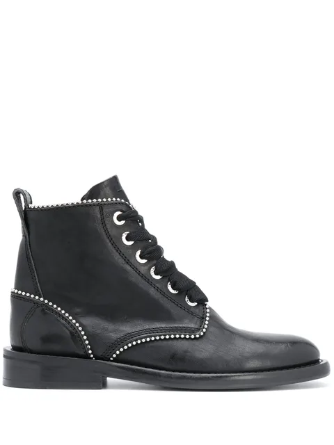 studded lace-up leather boots
