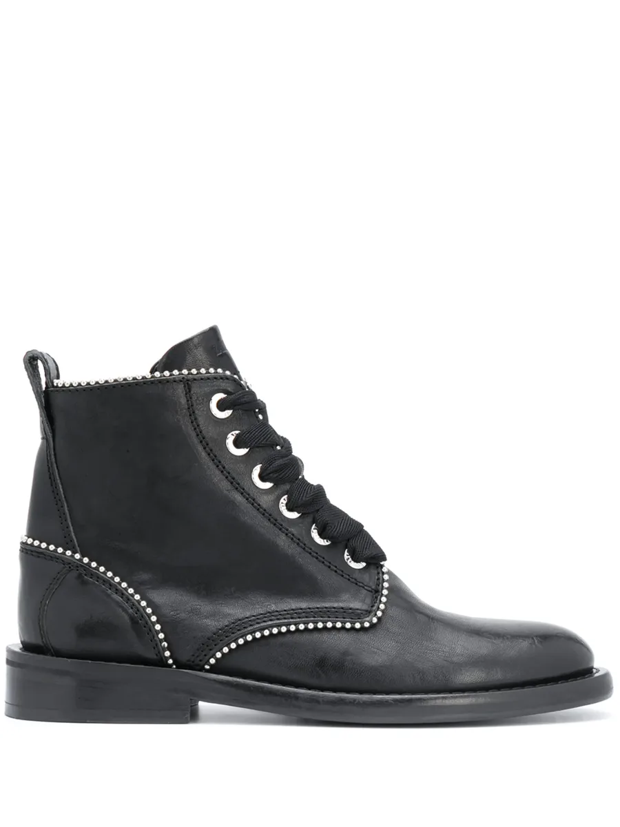 studded lace-up leather boots 2