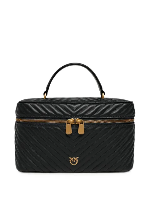medium beauty case with shoulder strap in chevron nappa