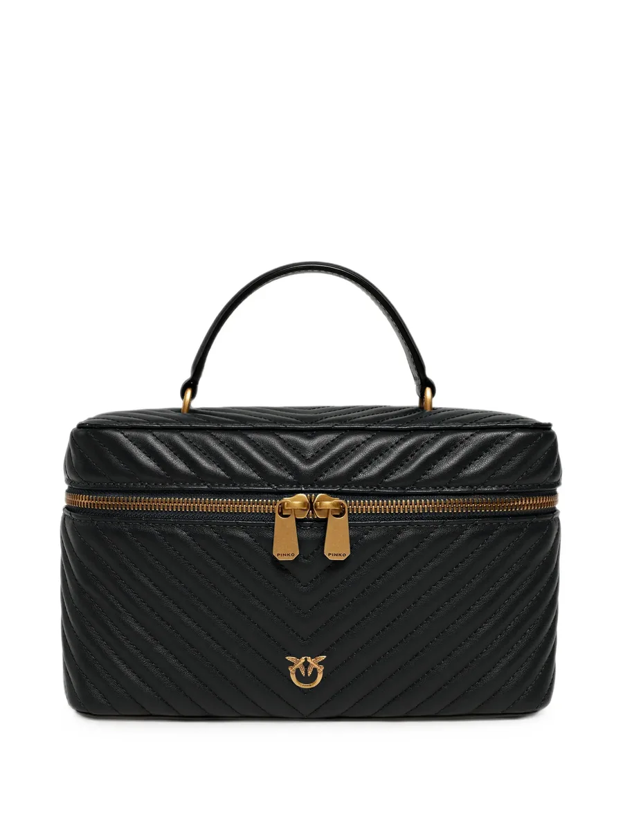 medium beauty case with shoulder strap in chevron nappa 1