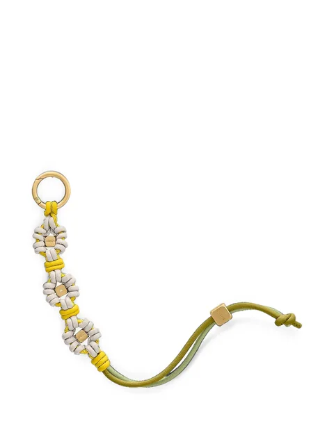 Wristlet floral-knot leather charm