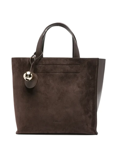 suede-panelled leather tote bag