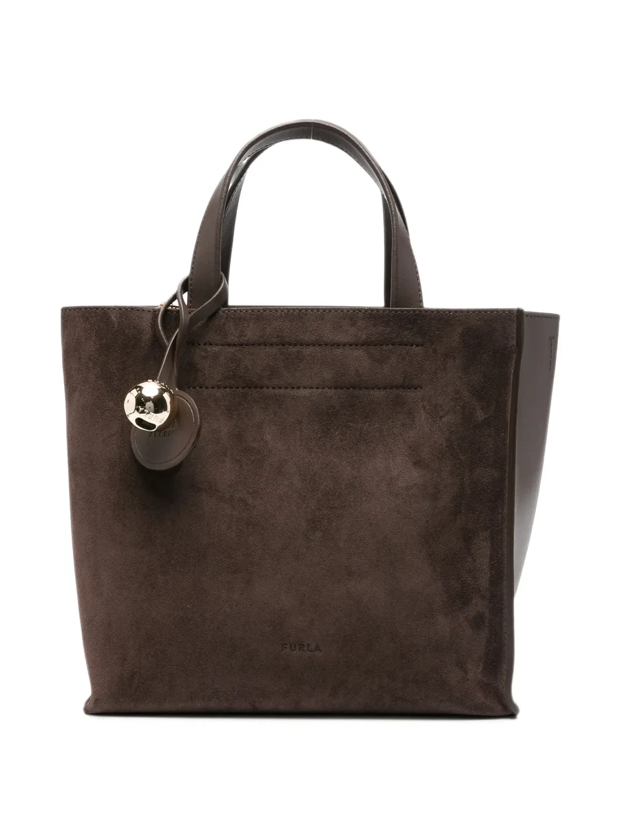 suede-panelled leather tote bag 1