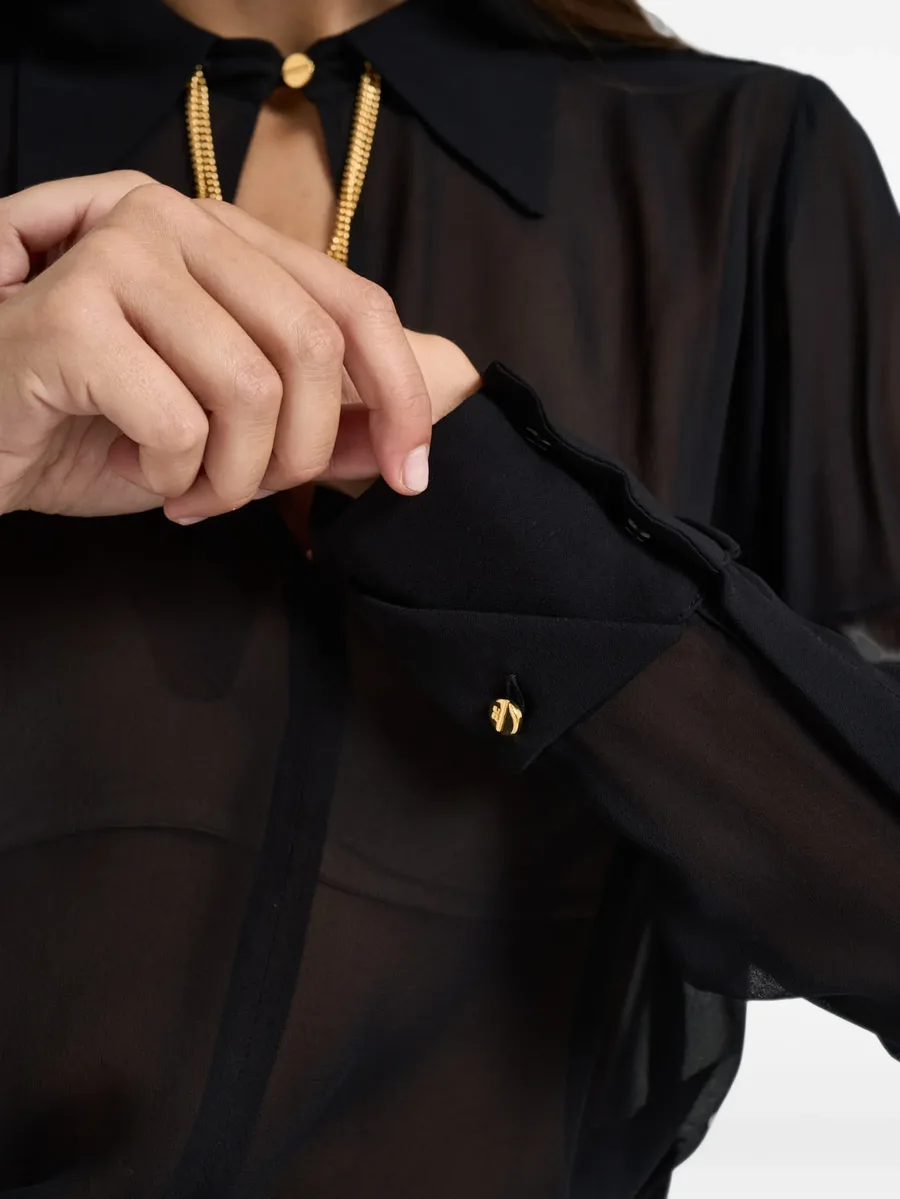 logo-detail sheer shirt 5