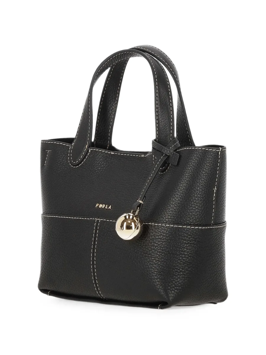contrast-stitch pebbled leather tote bag 3