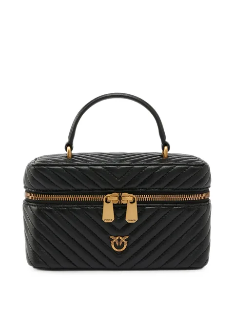 small beauty case with shoulder strap chevron nappa