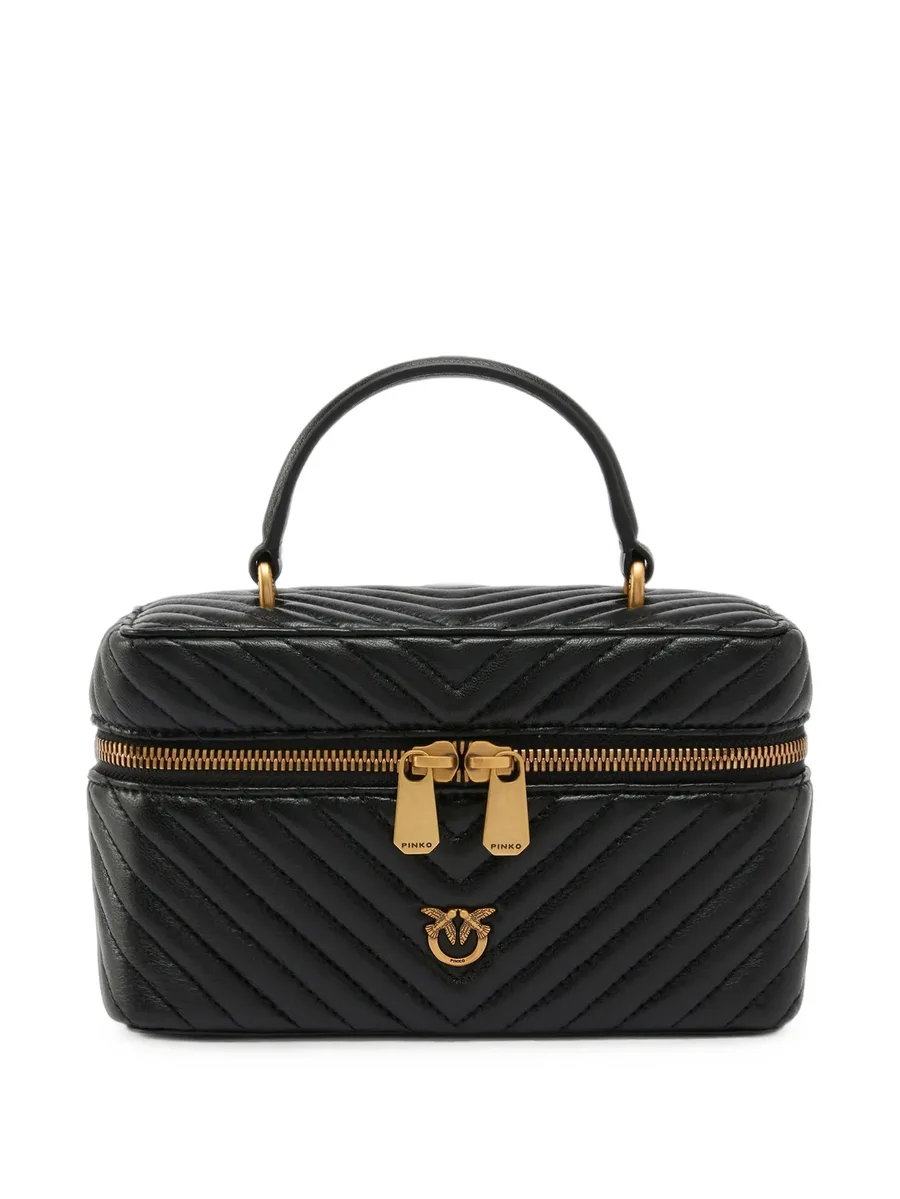 small beauty case with shoulder strap chevron nappa 1