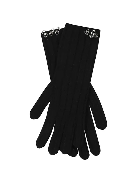 ribbed-knit safety-pin gloves
