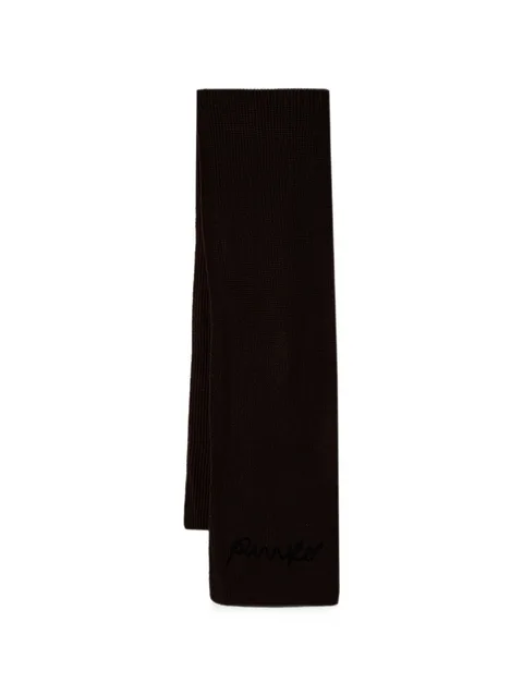 logo-embroidered knitted scarf