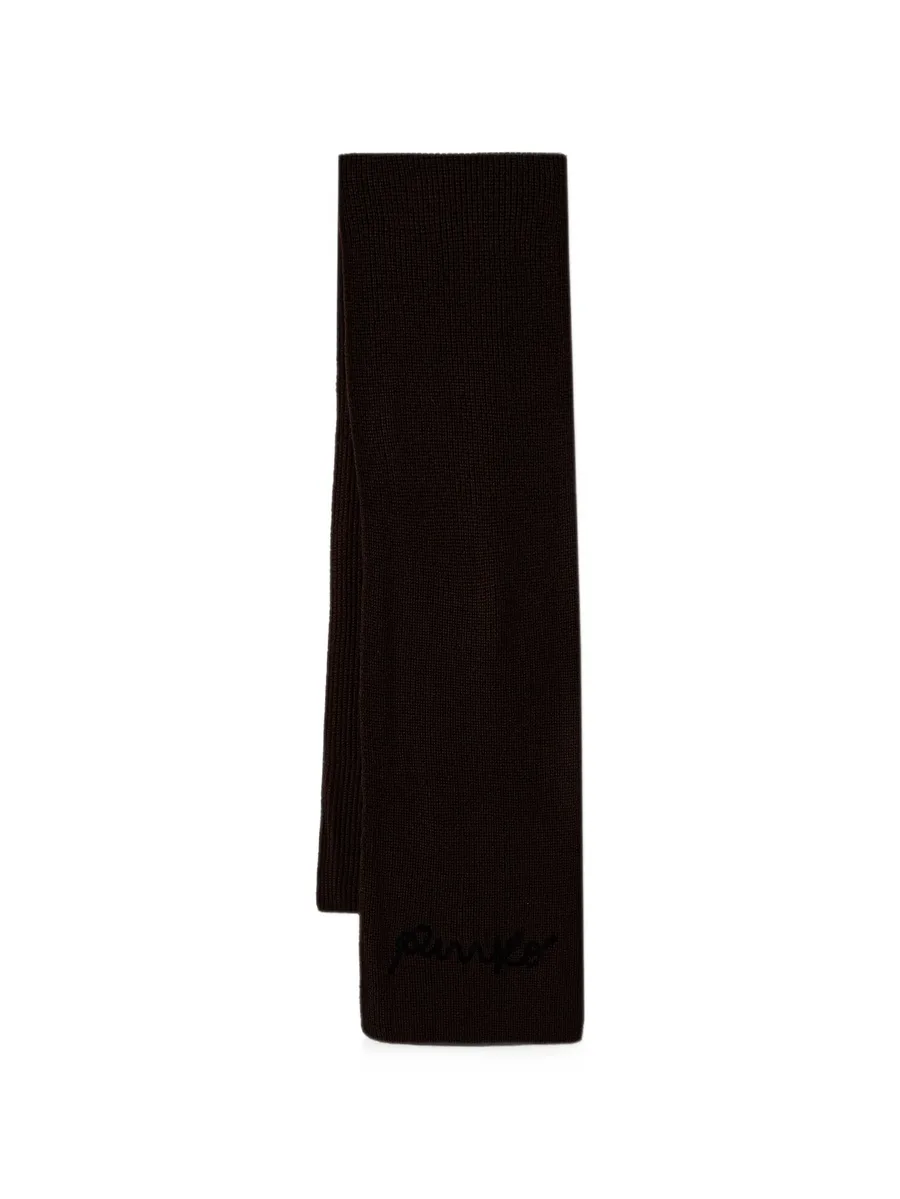 logo-embroidered knitted scarf 1