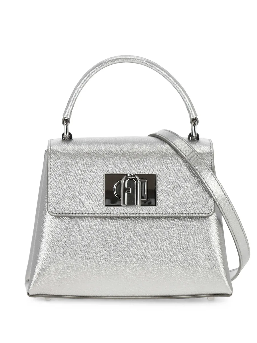 metallic-effect top-handle bag 1