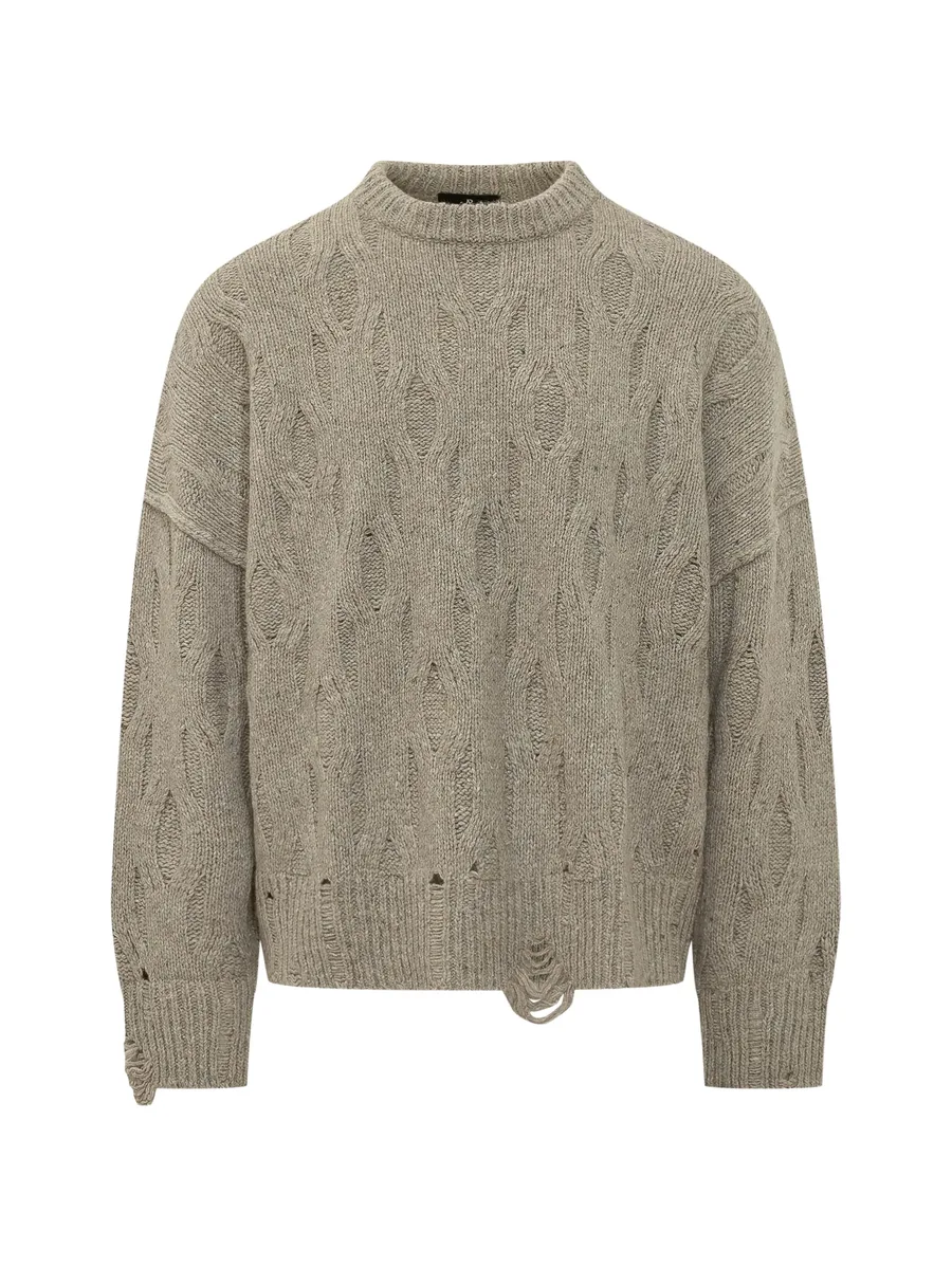 distressed cable-knit sweater 1