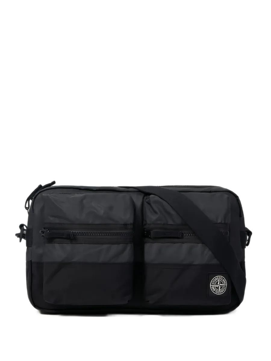 logo-patch panelled shoulder bag 1