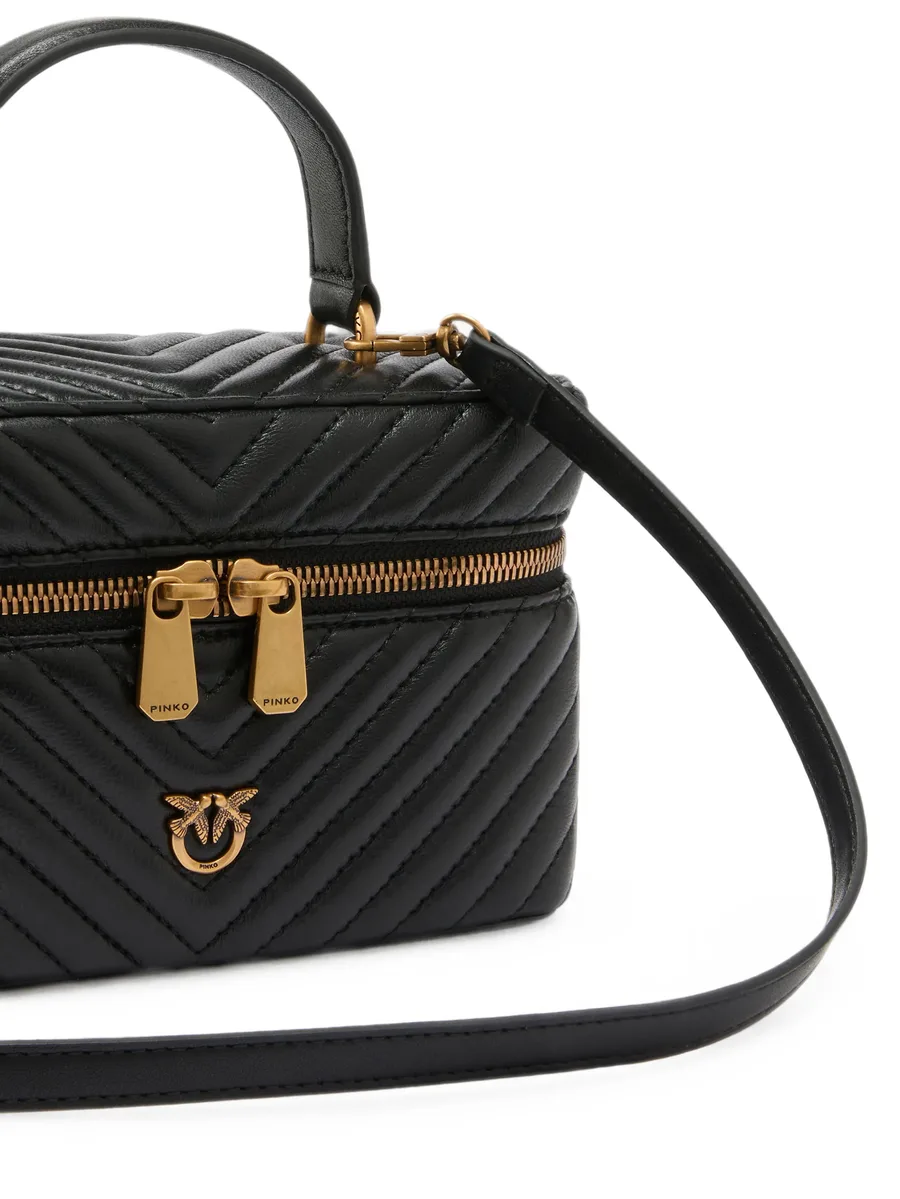 small beauty case with shoulder strap chevron nappa 3