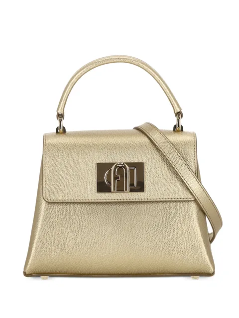 metallic-effect leather tote bag