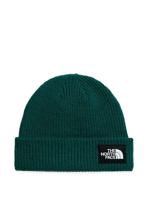 logo-patch ribbed beanie hat