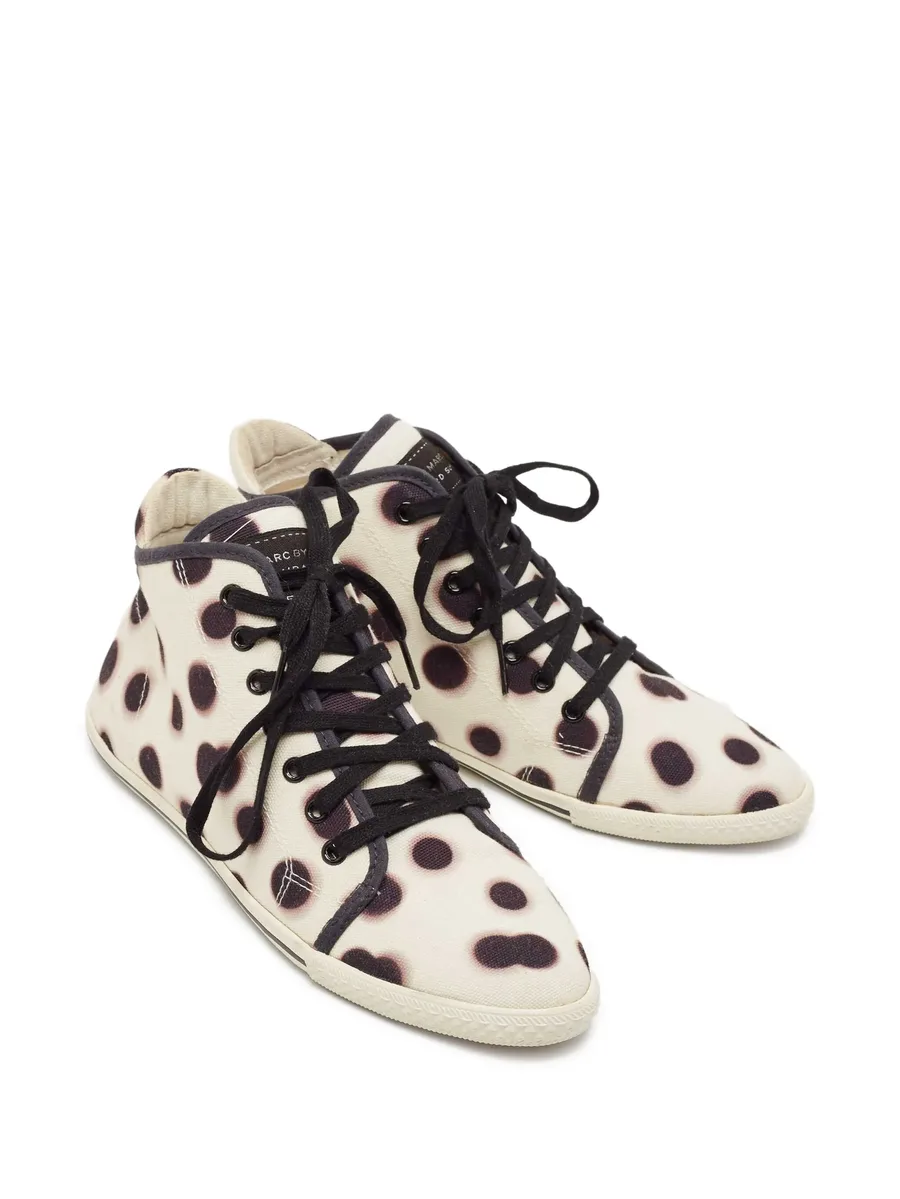 Pre-owned polka-dot high-top sneakers 4