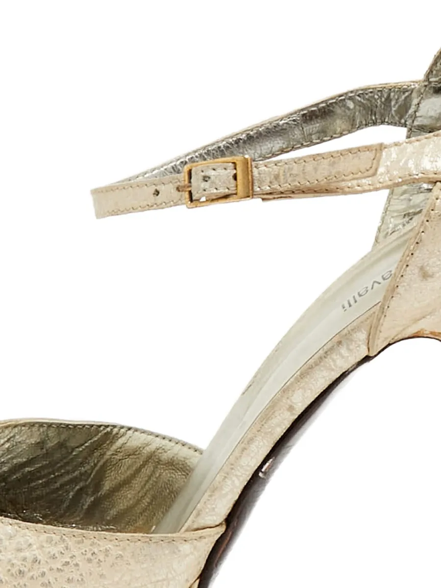metallic leather ankl- strap sandals 4