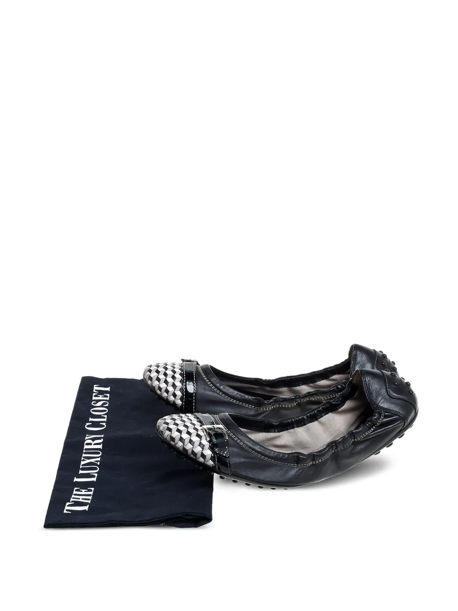 pre-owned checked-panel ballet flats 9