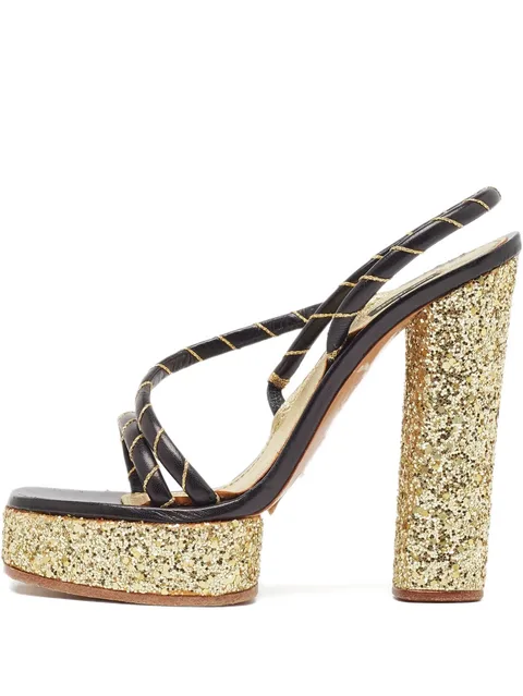 140mm leather platform sandals