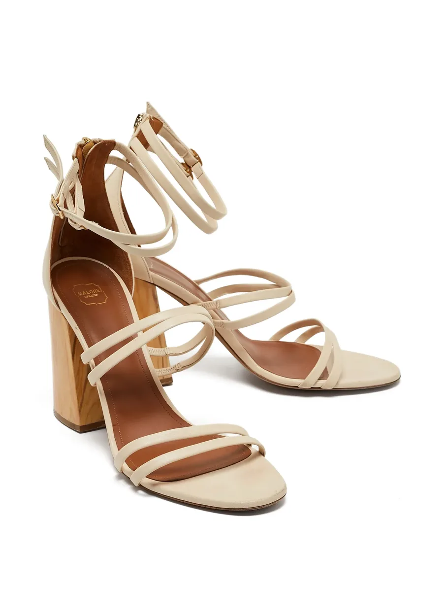 pre-owned 100mm leather sandals 3