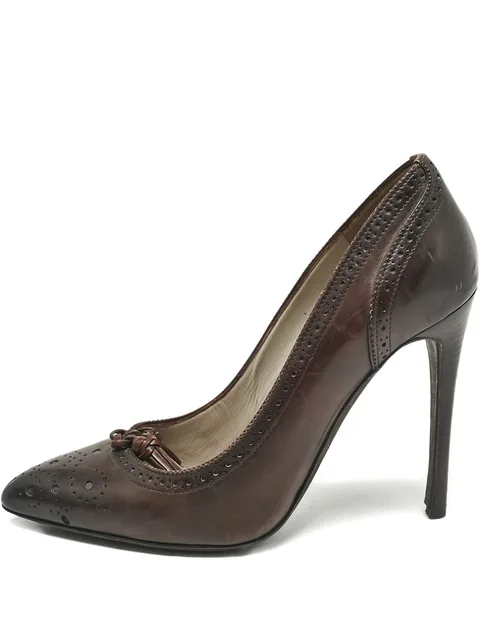 120mm brogue-detail leather pumps