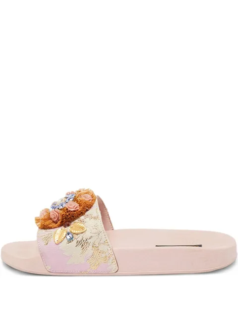 floral-appliqué slides