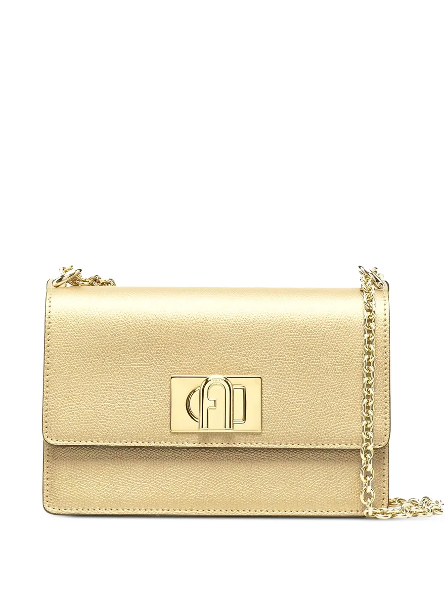 logo-plaque grained leather shoulder bag 1