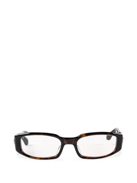 Her rectangle-frame glasses