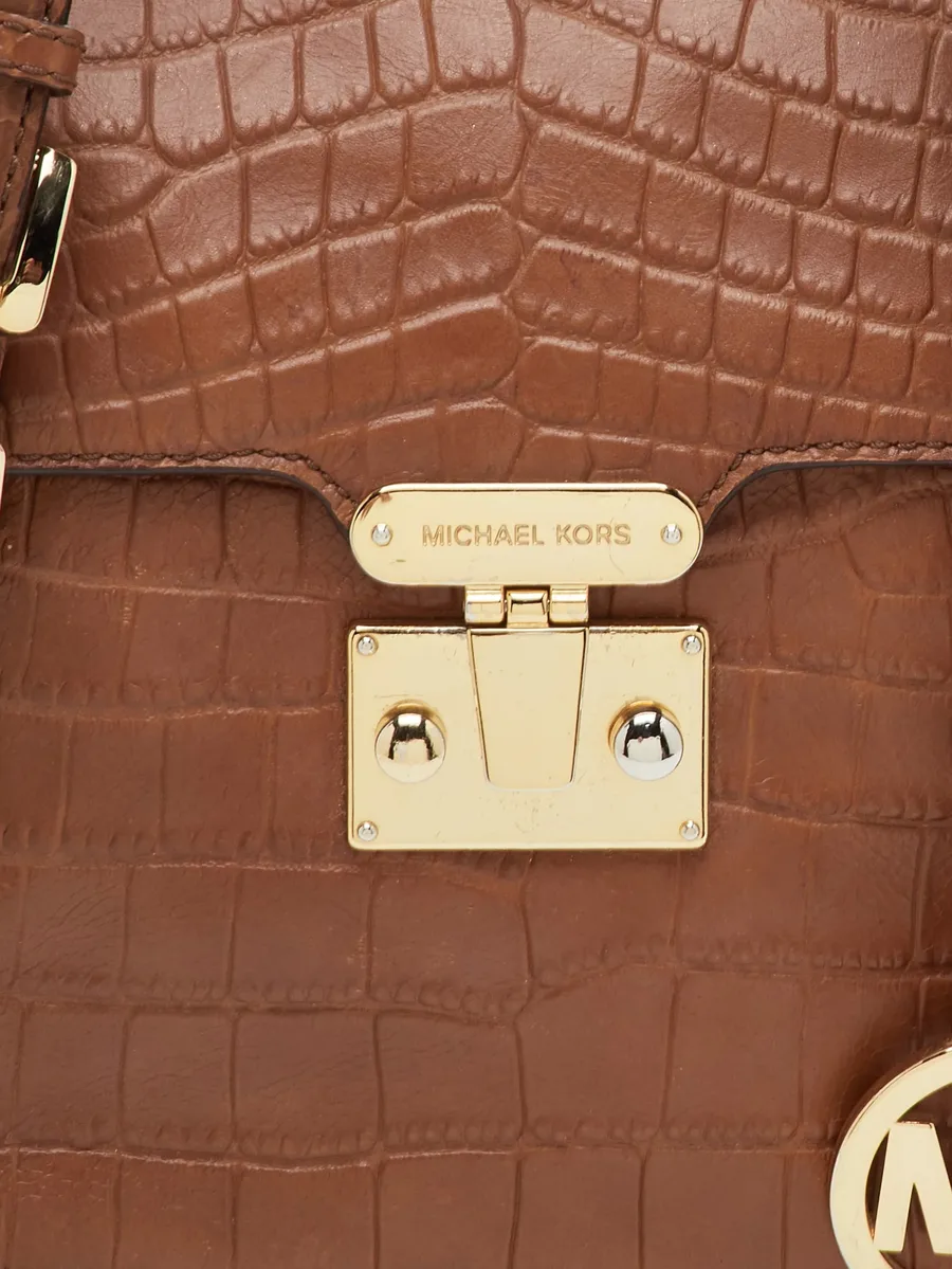 croc-embossed leather tote bag 4